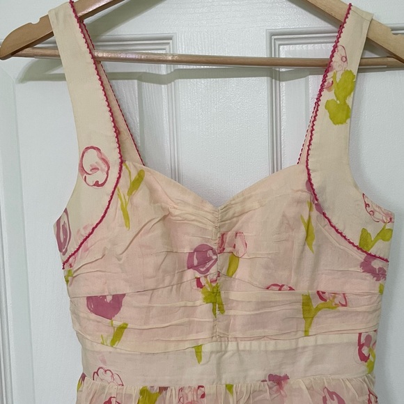 Anthropologie Floreat Morning Stroll Cat Dress Fit Flare Floral Smocked Retro 6 - Picture 7 of 16